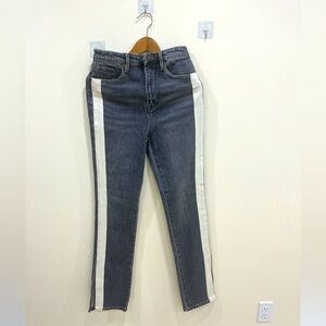 Blank NYC Gray Straight Leg Jeans with White Stripe